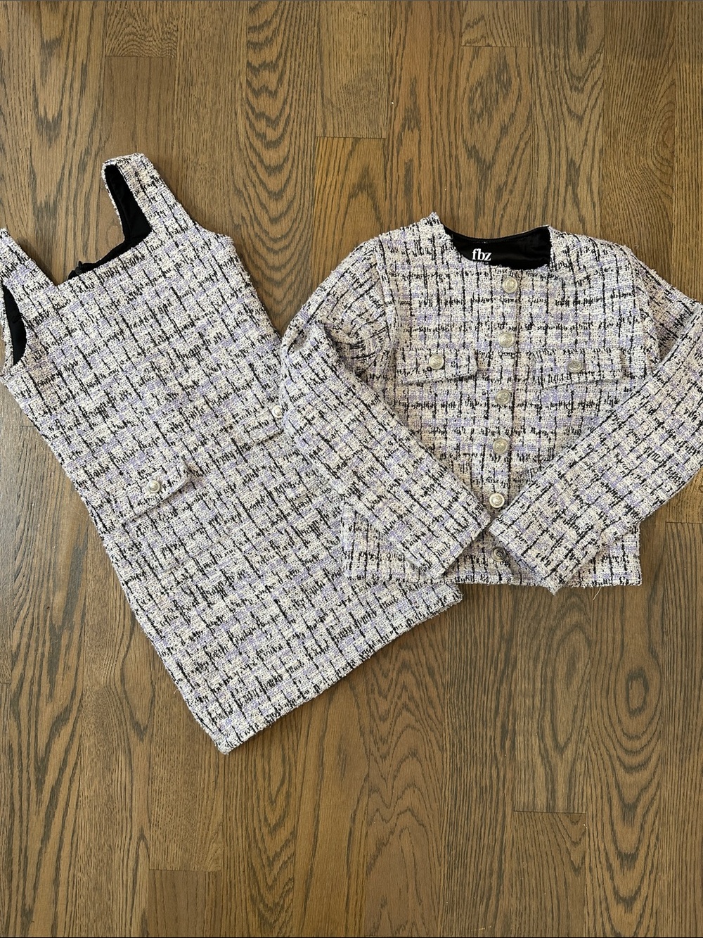 Flowers by Zoe Lavender and Black Tweed Dress & Jacket Set